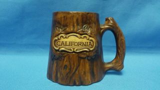 Vintage Treasure Craft Ceramic Tree Trunk California Souvenir Coffee Mug Cup