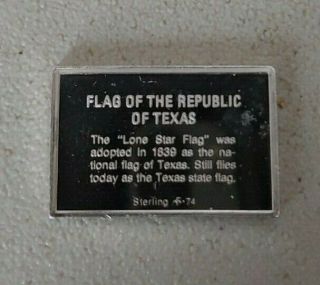 1974 Franklin The Republic of Texas Flag sterling silver art bar 2