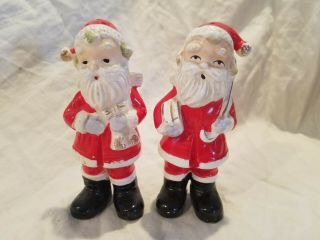 Vintage Ceramic Red Suited Santa Made In Japan Salt And Pepper Shakers