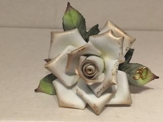1997 Roman Inc 50th ANNIVERSARY Porcelain WHITE ROSE Centerpiece Top PAPERWEIGHT 2
