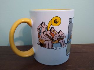 Far Side Caveman Newspaper Arts And Leisure Gary Larson Coffee Cup Mug 10 Oz