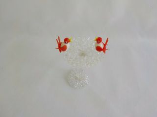 Deakin Spun Glass Orange White Bird on a Clear Birdbath Figurine Miniature 2