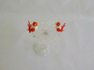Deakin Spun Glass Orange White Bird on a Clear Birdbath Figurine Miniature 4