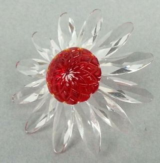 Swarovski Crystal Scs 2000 Red Marguerite Daisy Flower