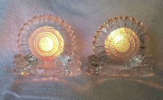 Set Of 2 Partylite Glass Sunflower Tealight Votive Candle Holders 46