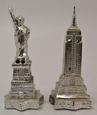 Vintage Metal Salt & Pepper Shakers - Empire State / Statue Of Liberty R - 2 - 3 - 3