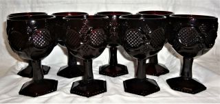 8 Avon Cape Cod Water Goblets 1876 Ruby Red Glass