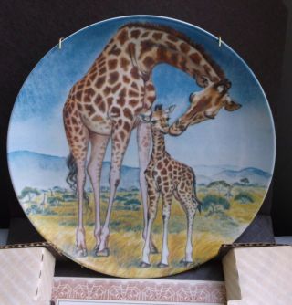 Bradford Exchange " A Kiss For Mother " Giraffe Plate.  1981 With Papers