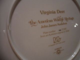 John James Audubon Plate Virginia Deer Limited Edition Gorham Fine China 3