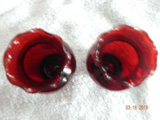 Ruby red Mini vases (2) hand painted Hazel - atlas 3