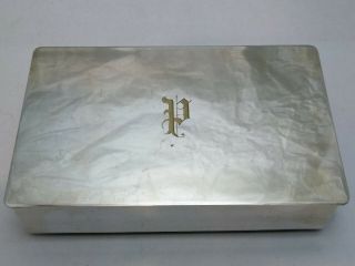 Monogram " P " Vintage Silver Plate Footed Trinket Box By Victoria 5.  25 " X 3.  25 "