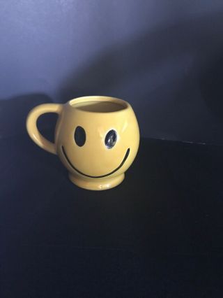 Vintage Mccoy Pottery Yellow Smiley Face Coffee Mug Cup Made In Usa 1970’s