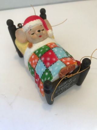 Enesco 1984 Christmas Ornament Not A Creature Was Stirring Mice Mouse Bed Sleep