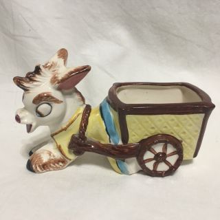 Vintage,  Donkey With Cart Planter,  Japan
