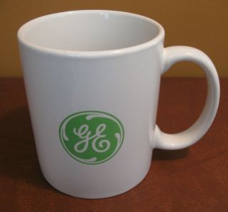 Ge General Electric Coffee Cup Mug Advertising Vintage White Ceramic Green Logo