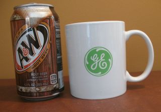 GE General Electric Coffee Cup Mug Advertising Vintage White Ceramic Green Logo 2