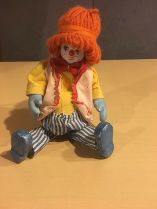 Vintage Creepy Porcelain Clown Doll Seated & Standing Pliable Arms/legs Oddity