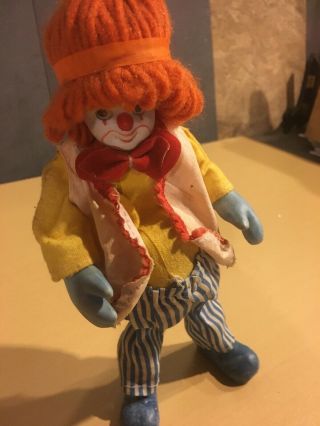 Vintage Creepy Porcelain Clown Doll Seated & Standing Pliable Arms/legs Oddity 4
