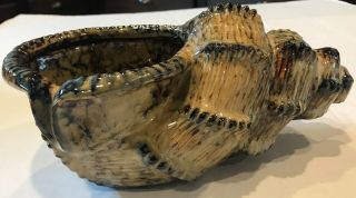 Ceramic Glazed Conch Seashell Planter Shell Nautilus Beach Drip Brown Blue Bowl
