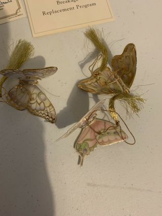 Lenox Hand Crafted Butterfly Ornaments Pastels 24k Gold