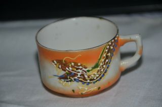 Vintage Miniature Teacup And Saucer Made In Occupied Japan Orange