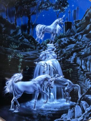 Royal Doulton Franklin Heirloom 8 " Plate Serenityof The Unicorns By Sue Dawe