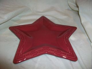Longaberger Woven Traditions Paprika Pottery Star Plate Maroon 2