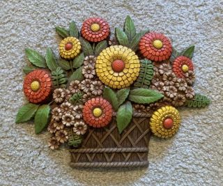 Vintage Floral Syroco Wall Art Wall Hanging Flowers Plastic 1970s Fall Autumn