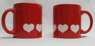 (2) Waechtersbach Germany Red W/ White Hearts Coffee Mug For Your Sweetheart