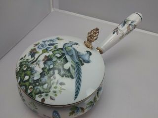 Andrea By Sadek Silent Butler Crumb Catcher Peacock Floral Pattern Handle Bowl