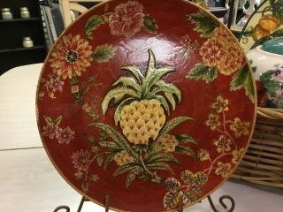 Oriental Accent - Decorative Plate - Williamsburg - Red Floral/artichokes - 10.  5’ Round -