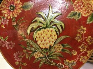 Oriental Accent - Decorative Plate - Williamsburg - Red Floral/Artichokes - 10.  5’ Round - 2