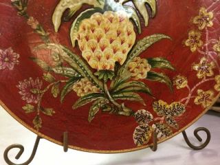 Oriental Accent - Decorative Plate - Williamsburg - Red Floral/Artichokes - 10.  5’ Round - 3