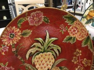Oriental Accent - Decorative Plate - Williamsburg - Red Floral/Artichokes - 10.  5’ Round - 4