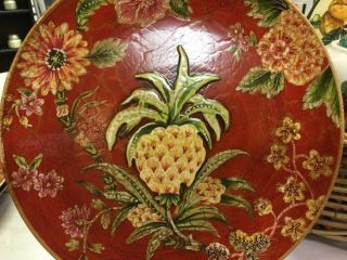 Oriental Accent - Decorative Plate - Williamsburg - Red Floral/Artichokes - 10.  5’ Round - 5