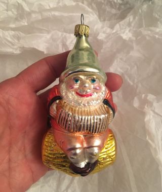 Christopher Radko Vintage Glass Christmas Ornament - Elf With Accordion - Germany