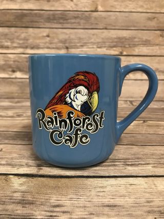 Rainforest Cafe Rio Large Blue Coffee Tea Cup Mug Parrot 16 Oz