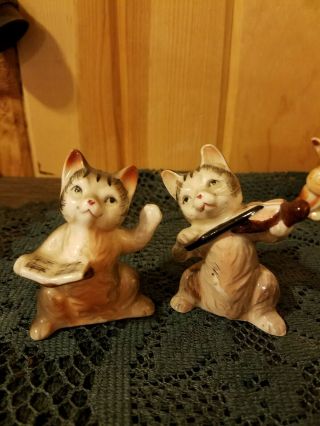 4 Pair Vintage Porcelain Ceramic Cat Kitten Salt and Pepper Shakers Japan 2