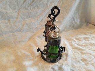 Vintage Metal Anchor stand with Green & Red Glass Salt and Pepper Shakers 4