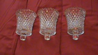 Vintage Clear Diamond Point Glass Peg Candle Votive Cup,  Aq2