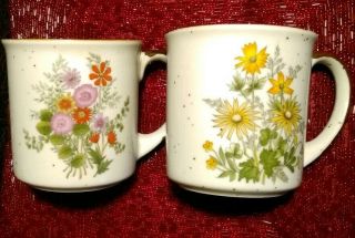 Vintage Otagiri Floral Mugs Set Of 2 W/religious Sayings Made In Japan