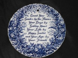 Royal Crownford Staffordshire Plate Count Your Garden By The Flowers Navy Blue