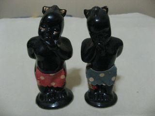 Rare Black Americana Natives Material Loincloth Salt And Peppers Shakers