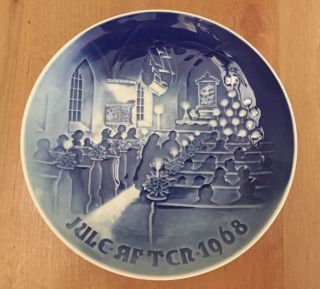 B&g Blue & White Porcelain Plate 7 - 1/4 " Christmas In Church Jule After 1968