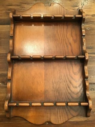 Vintage Wood 18 Slot Spoon Holder Wall Rack