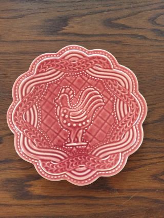 Longaberger Pottery Paprika Red Rooster Trivet Hot Plate 8 "