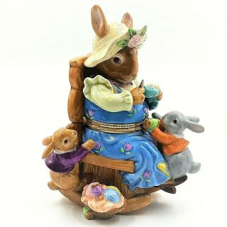 Mama Bunny Rabbit Baby Bunnies Rocking Chair Trinket Box Sewing Knitting Cwc 7 "