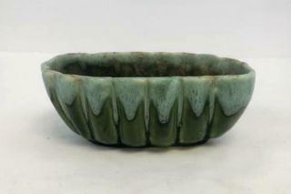 Vintage Upco 701 Pottery Planter Green Speckles 3 " Tall Decorative Scalloped