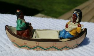 Vintage Indians In Canoe Salt And Pepper Shakers - Japan