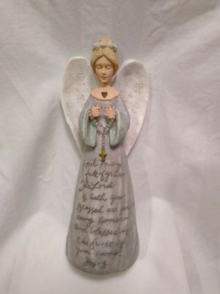 Angel Figurine With Rosary,  Hail Mary Prayer,  Foundations By Enesco,  Karen Hahn